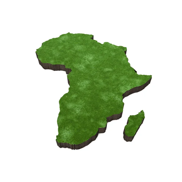 Karta över Afrika med gräs och jord. 3D-rendering — Stockfoto