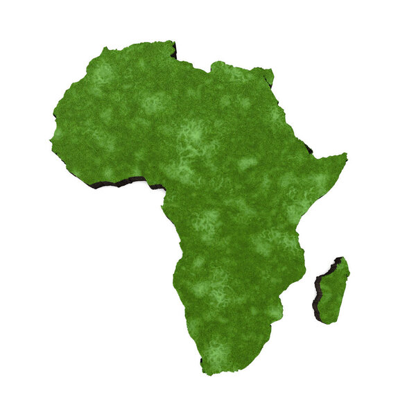 Map of Africa with grass and soil. 3D rendering