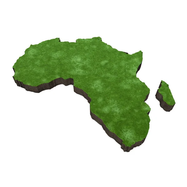 Karta över Afrika med gräs och jord. 3D-rendering — Stockfoto