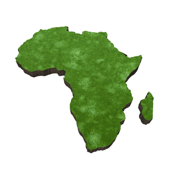 Map of Africa with grass and soil. 3D rendering