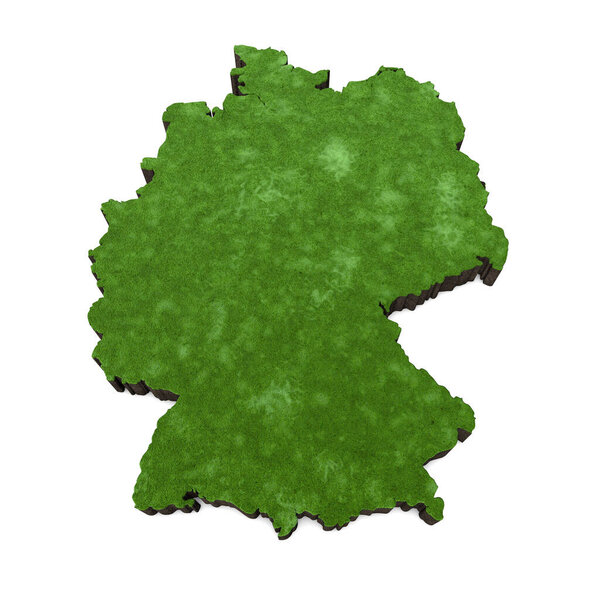 Map of Germany with grass and soil. 3D rendering