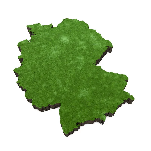 Çimenli ve topraklı Almanya haritası. 3B görüntüleme — Stok fotoğraf