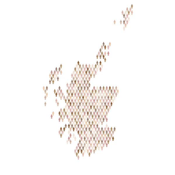 Πληροφορίες πληθυσμού Σκωτίας. Χάρτης φτιαγμένος από ανθρώπους με ραβδιά — Διανυσματικό Αρχείο