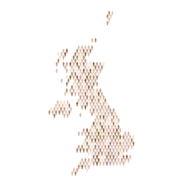 Инфографика населения Великобритании. Карта сделана из людей с фигурой палки — стоковый вектор
