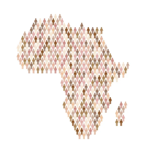 Infografica sulla popolazione africana. Mappa fatta da persone figura bastone — Vettoriale Stock