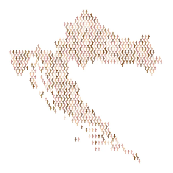 Hırvatistan nüfus bilgisi. Çubuk şekilli insanlardan yapılmış bir harita — Stok Vektör