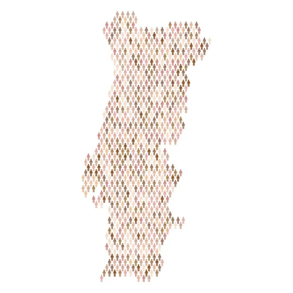 Portekiz nüfus bilgisi. Çubuk şekilli insanlardan yapılmış bir harita — Stok Vektör