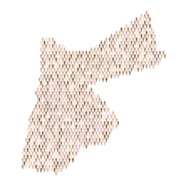 Πληροφορίες πληθυσμού της Ιορδανίας. Χάρτης φτιαγμένος από ανθρώπους με ραβδιά — Διανυσματικό Αρχείο
