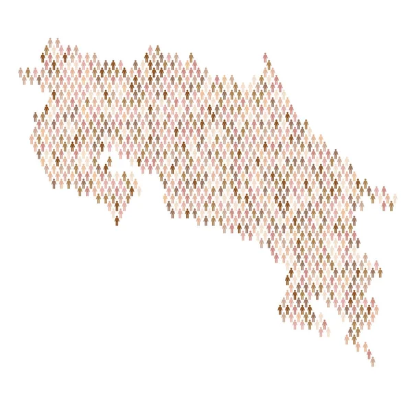 Costa Rica lakossága infografika. Térkép készült pálcika figura emberek — Stock Vector