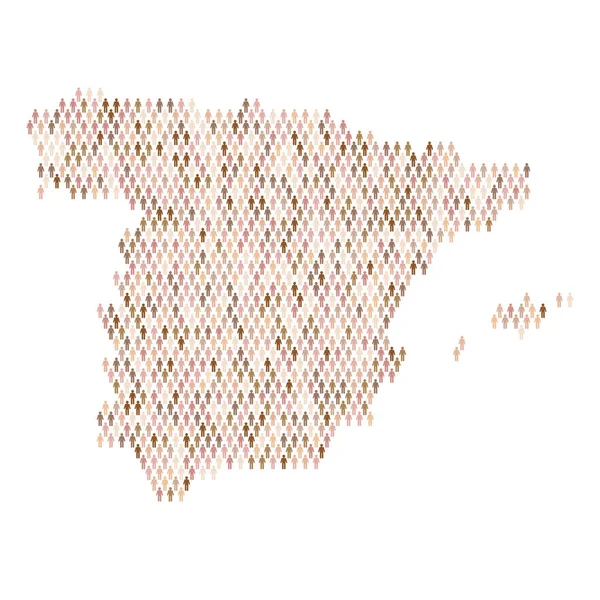 İspanya nüfus bilgisi. Çubuk şekilli insanlardan yapılmış bir harita — Stok Vektör