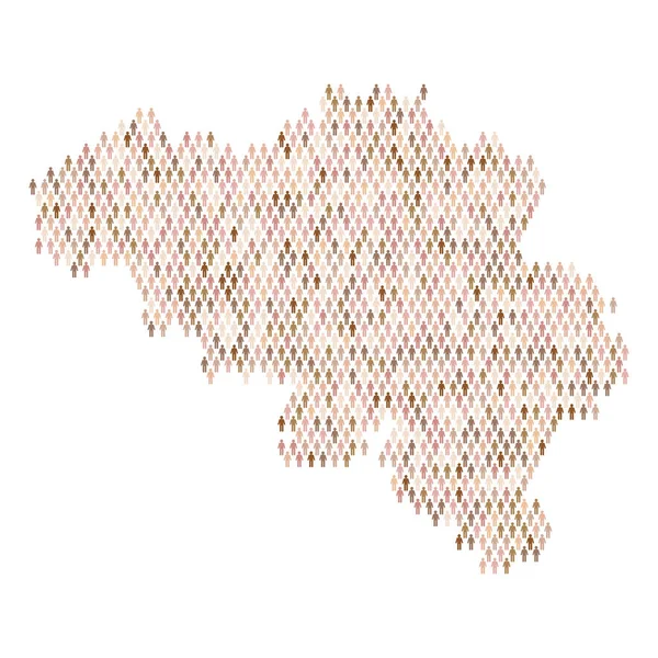 Belçika nüfus bilgisi. Çubuk şekilli insanlardan yapılmış bir harita — Stok Vektör