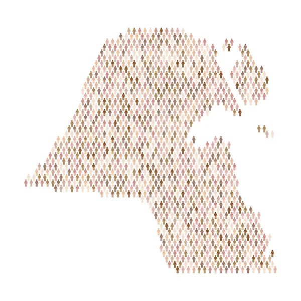 Koeweit bevolking infographic. Kaart gemaakt van stok figuur mensen — Stockvector
