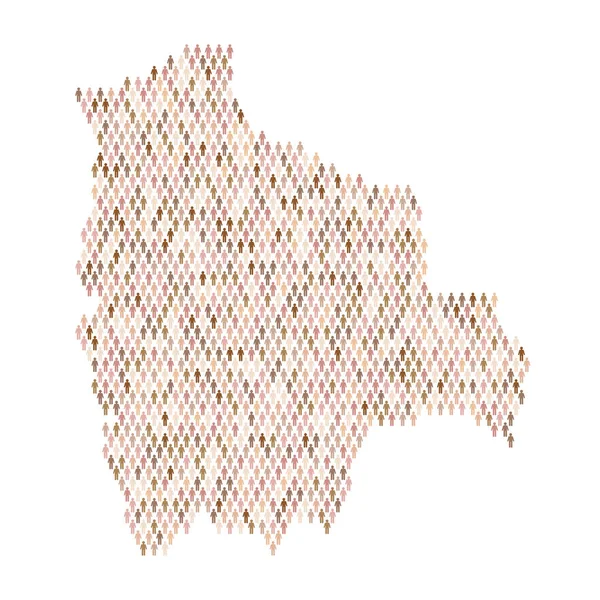 Bolivya nüfus bilgisi. Çubuk şekilli insanlardan yapılmış bir harita — Stok Vektör
