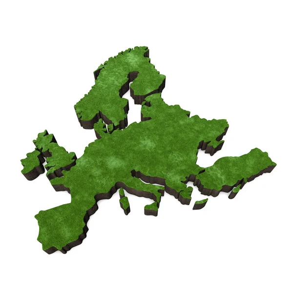 Mapa de Europa con pasto y suelo. Renderizado 3D — Foto de Stock