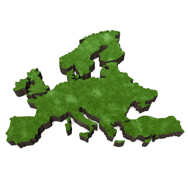 Mapa de Europa con pasto y suelo. Renderizado 3D — Foto de Stock
