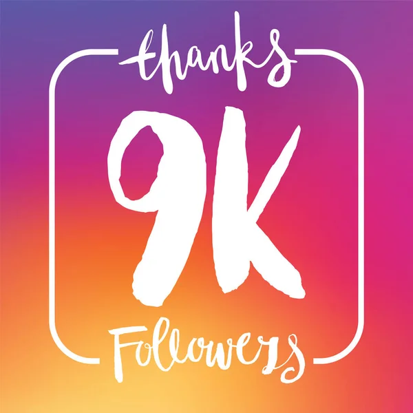9K 팔로워 여러분 감사합니다. 소셜 미디어 가입자 — 스톡 벡터
