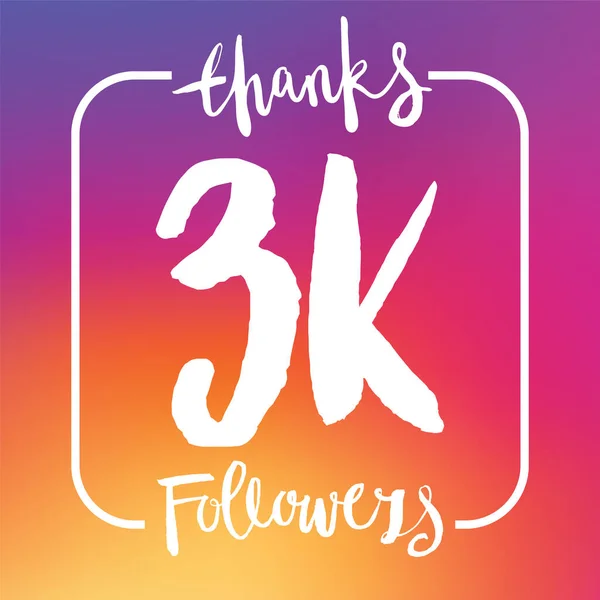Gracias seguidores 3K. Banner de suscriptor de redes sociales — Vector de stock