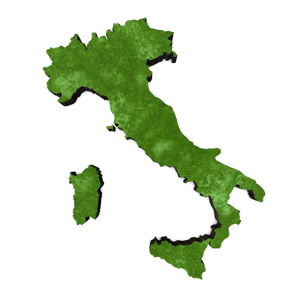 Map of Italy, europe with grass and soil. 3D rendering — Stock Photo, Image