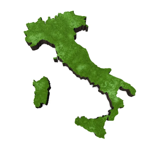 Mapa de Italia, Europa con pasto y suelo. Renderizado 3D — Foto de Stock