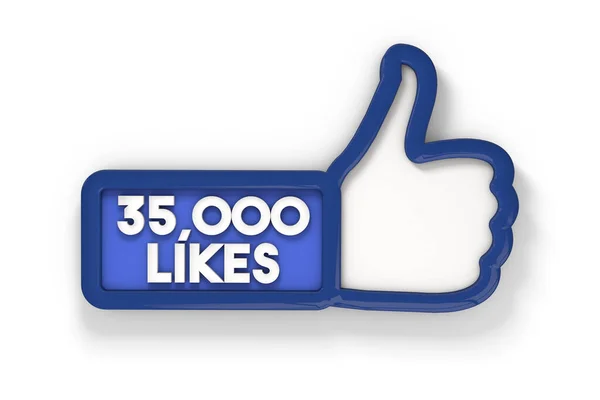 35000 gillar tummen upp på sociala medier. 3D-rendering — Stockfoto