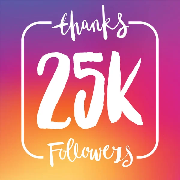 Tack, 25 000 följare. Banner för prenumeranter på sociala medier — Stock vektor