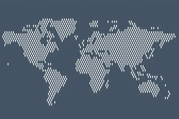 Infográfico da população global. Mapa feito de vara figura pessoas —  Vetores de Stock