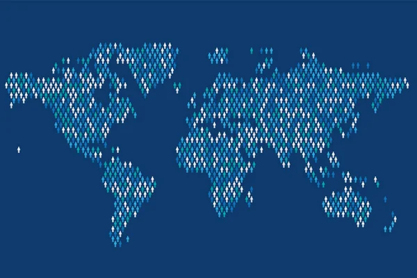 Infografía de la población mundial. Mapa hecho de la figura palo personas — Vector de stock