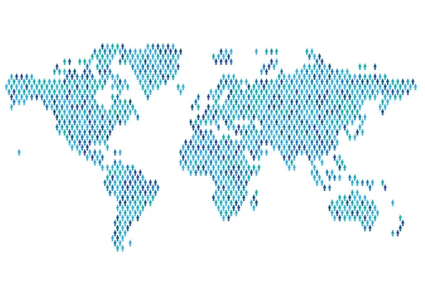 Globális népesség infografika. Térkép készült pálcika figura emberek — Stock Vector
