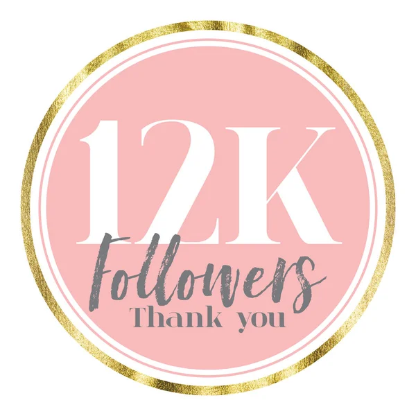 Gracias 12K seguidores. Banner de seguidores de redes sociales rosa y oro — Foto de Stock