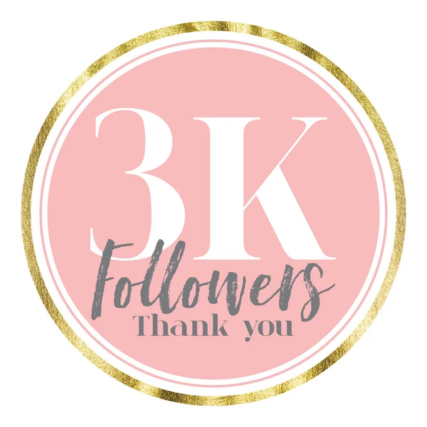 3K 팬여러분 감사합니다. 핑크, 골드 소셜 미디어 팔 로 워들 — 스톡 사진