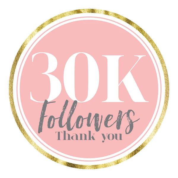 Дякую 30K послідовників. Рожевий і золотий банер послідовників соціальних мереж — стокове фото