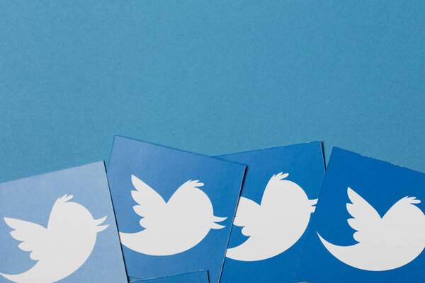 OXFORD, UK - JAN 7 2017: Twitter social network brand logo printed onto paper