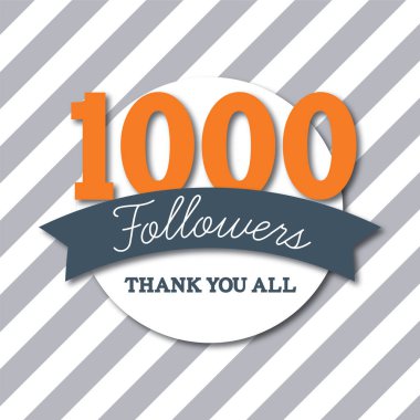 1000 followers. Thank you all. Social media subscribers banner clipart