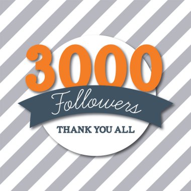 3000 takipçi. Hepinize teşekkür ederim. Sosyal medya aboneleri afişi