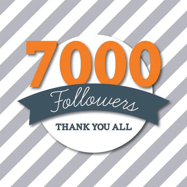 7000 seguidores. Gracias a todos. Banner de suscriptores de redes sociales — Vector de stock