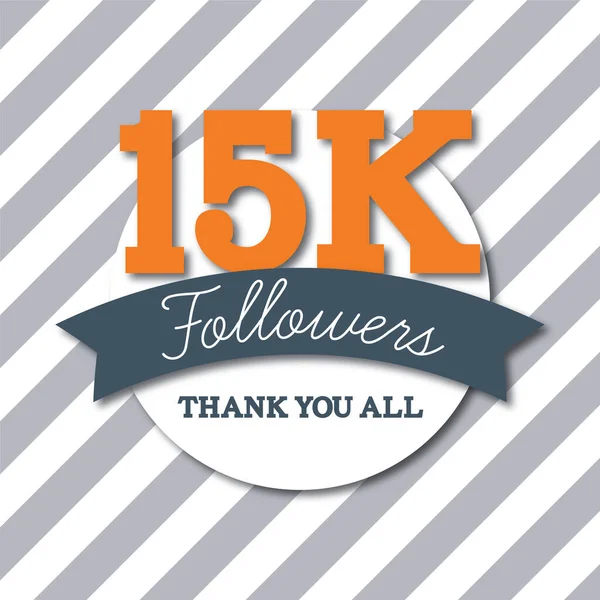 15K abonnés. Merci à tous. Bannière des abonnés aux médias sociaux — Image vectorielle