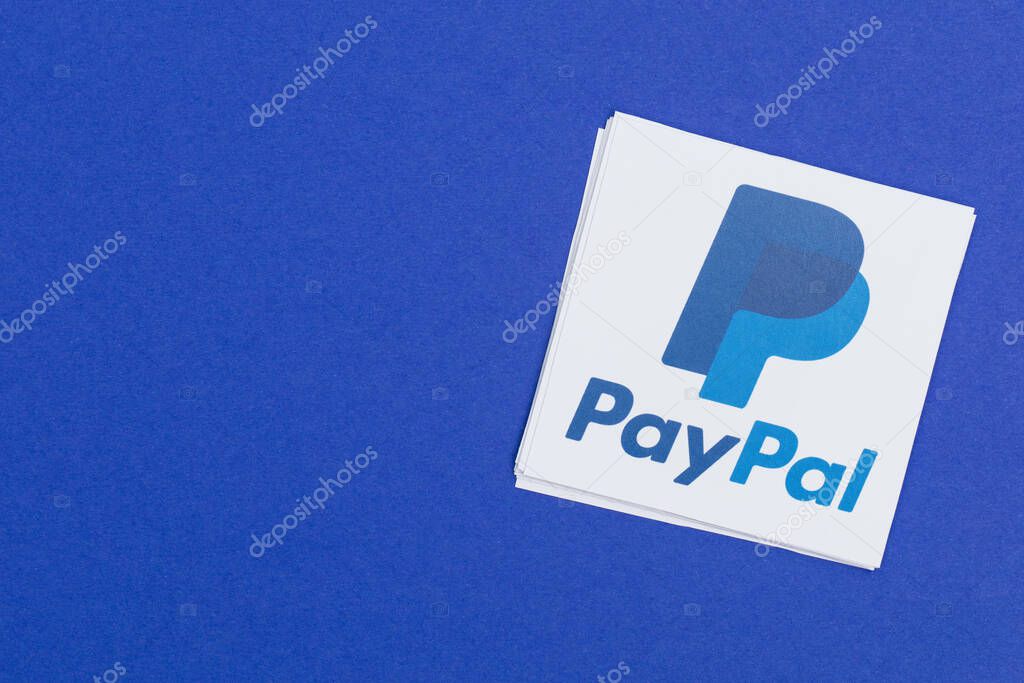 OXFORD, UK - JAN 31 2017: Paypal money transfer company logo printed on paper