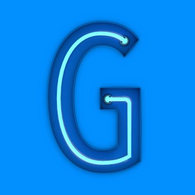 Neon tarzı hafif harf BG Parlayan Neon Capital harfi. 3B görüntüleme