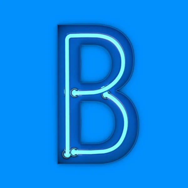 Неоновий стиль легка літера Б. Світловий неоновий лист. 3D візуалізація — стокове фото