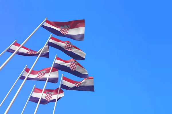 Croacia banderas ondeando en el viento contra un cielo azul. Renderizado 3D — Foto de Stock
