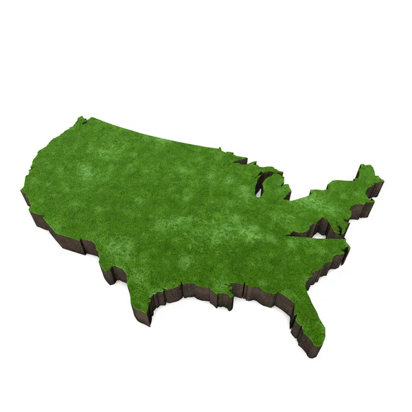 Map of United states of America with grass and soil. 3D rendering — Stock Photo, Image