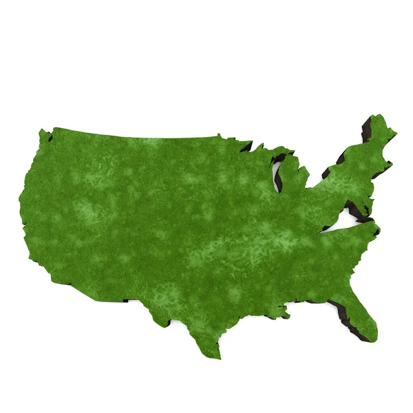 Map of United states of America with grass and soil. 3D rendering — Stock Photo, Image