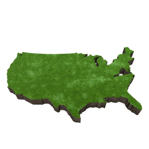 Map of United states of America with grass and soil. 3D rendering — Stock Photo, Image