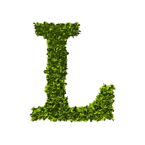 Літера L - алфавіт природного листя. 3D рендерингу — стокове фото