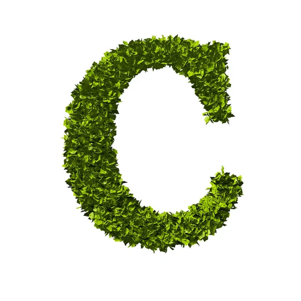 Litera C alfabetu liści natury. Renderowanie 3D — Zdjęcie stockowe