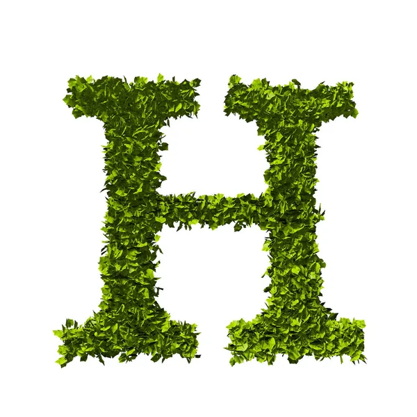 Letter H nature leaf alphabet. 3D Rendering — Stock Photo, Image