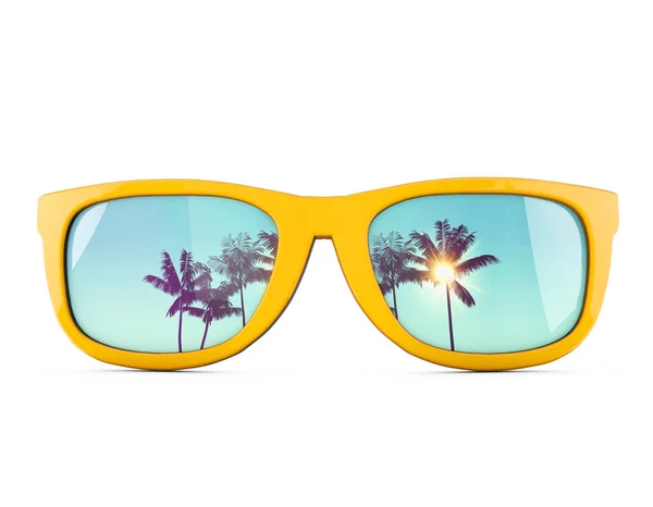 Sommar solglasögon med tropiska palmer reflektioner. — Stockfoto