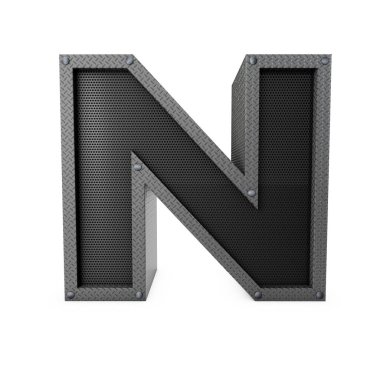 N harfi endüstriyel metal tipi. 3B Hazırlama
