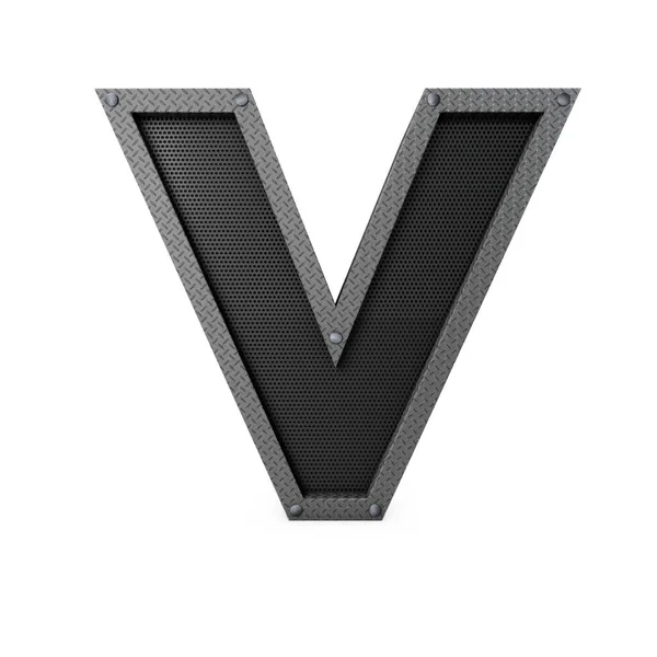 Letter V industrial metal type. 3D Rendering — Stock Photo, Image