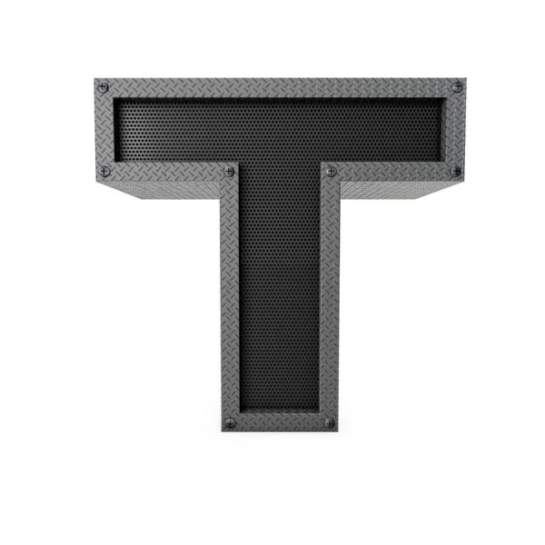 字母T工业金属类型。3D渲染 — 图库照片